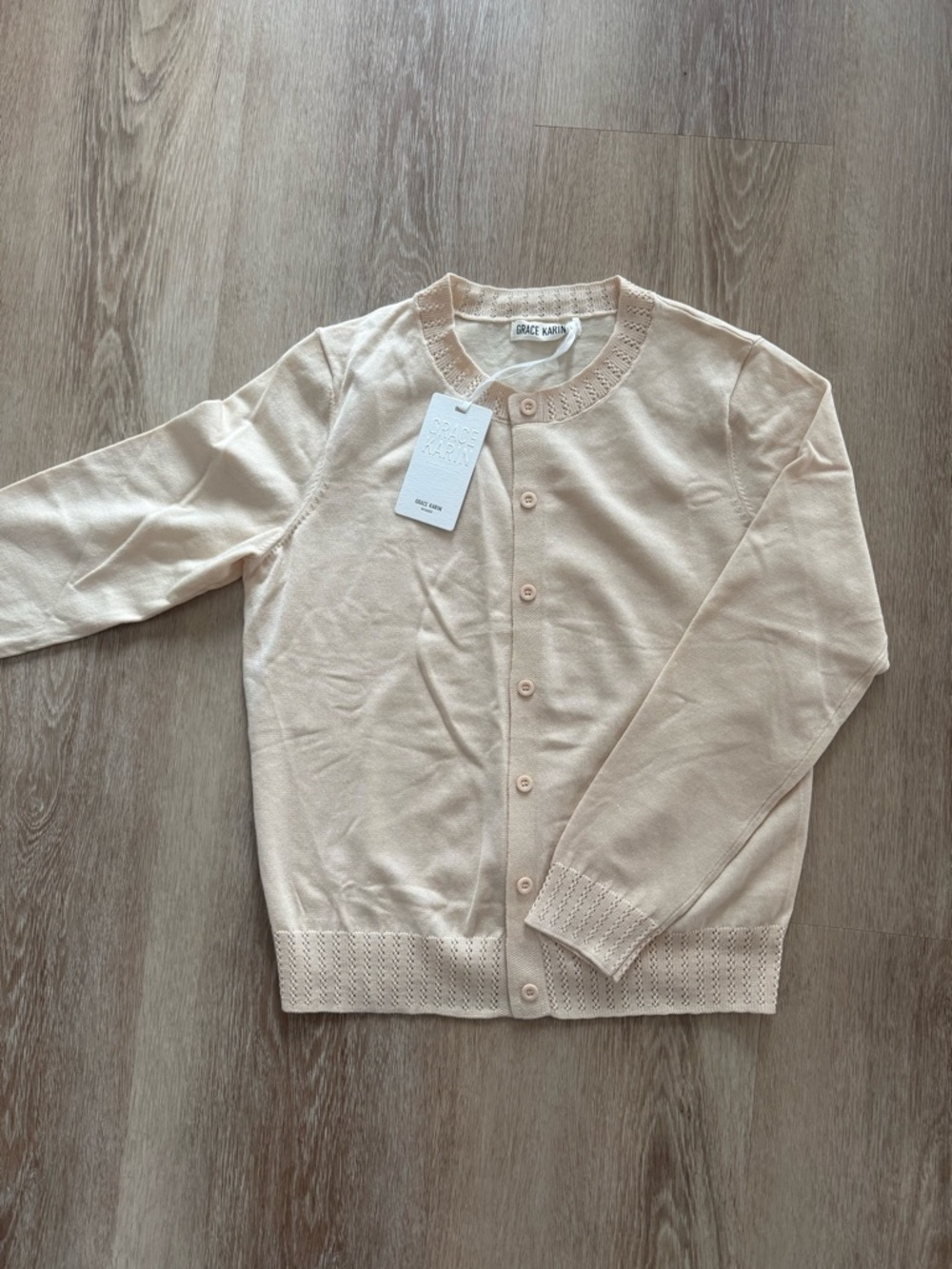 Grace Karin Beige/Peach Button Cardigan